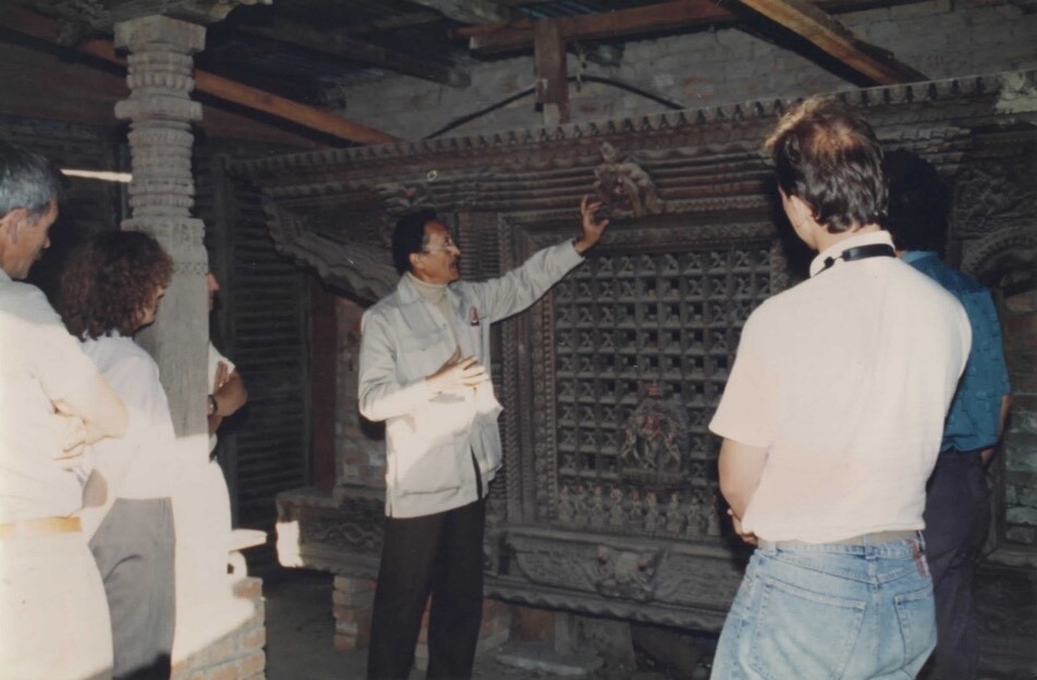 Dwarika Das Shrestha in the restoration workshop