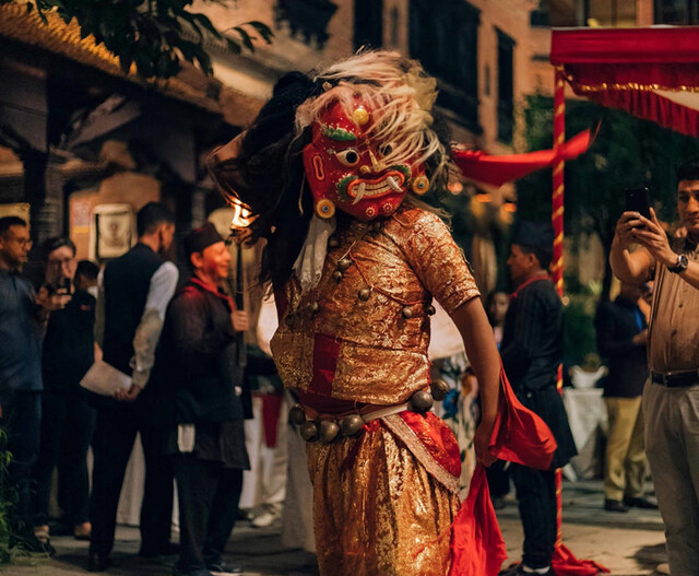 Traditional Lakhe masked dance at The Dwarika's Hotel