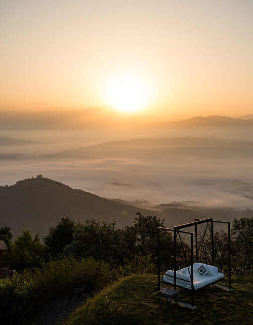 Sunrise over the Himalayas from Dwarika's Sanctuary, Dhulikhel