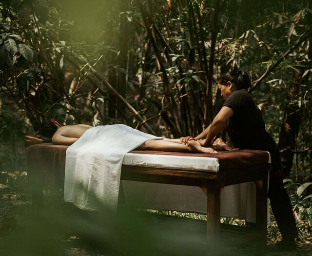 Outdoor massage at Dwarika's Sanctuary