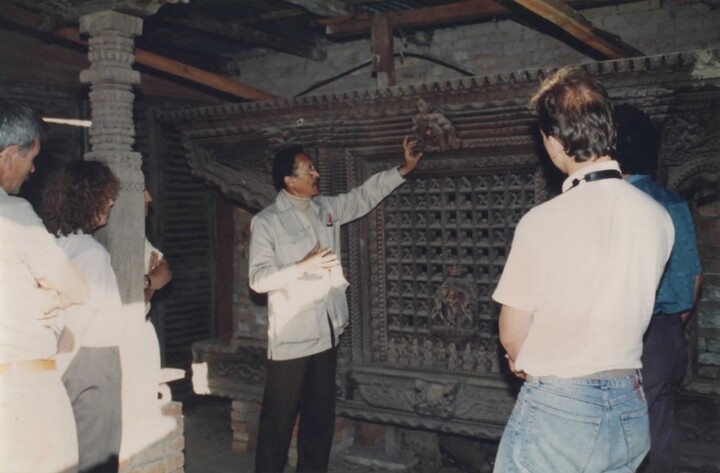 Dwarika Das Shrestha in the restoration workshop